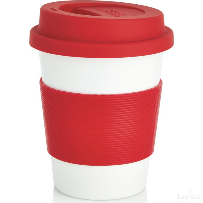 PLA koffiemok rood, wit