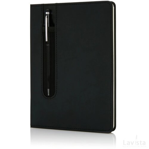 Standaard hardcover PU A5 notitieboek met stylus pen zwart