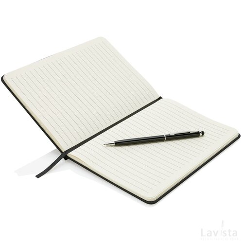 Standaard hardcover PU A5 notitieboek met stylus pen zwart