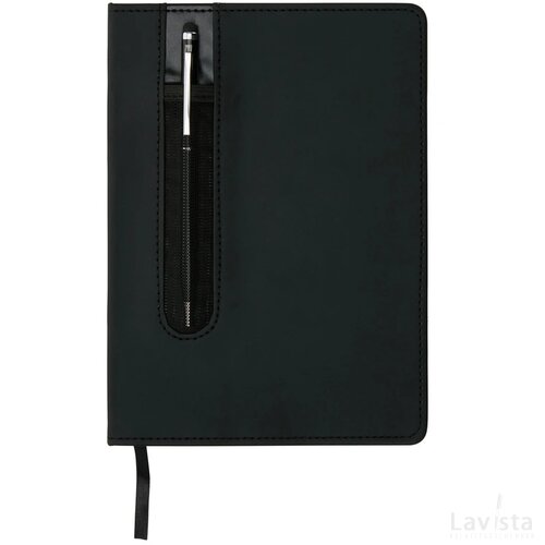 Standaard hardcover PU A5 notitieboek met stylus pen zwart