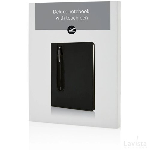 Standaard hardcover PU A5 notitieboek met stylus pen zwart