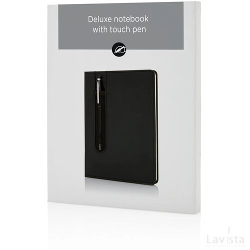 Standaard hardcover PU A5 notitieboek met stylus pen zwart