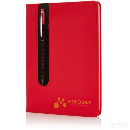 Standaard hardcover PU A5 notitieboek met stylus pen rood