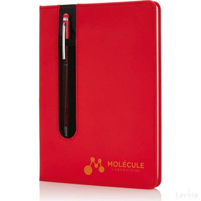 Standaard hardcover PU A5 notitieboek met stylus pen rood