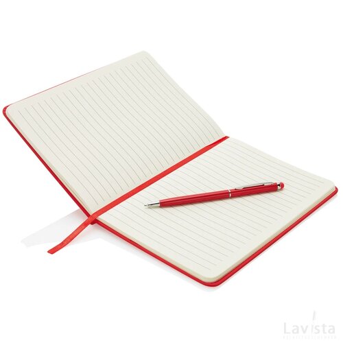 Standaard hardcover PU A5 notitieboek met stylus pen rood