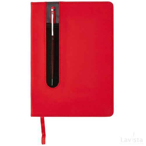 Standaard hardcover PU A5 notitieboek met stylus pen rood