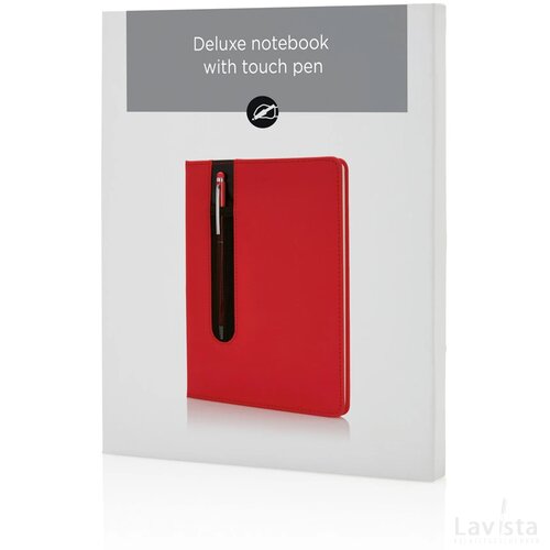 Standaard hardcover PU A5 notitieboek met stylus pen rood