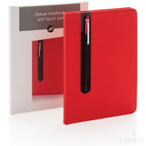 Standaard hardcover PU A5 notitieboek met stylus pen rood