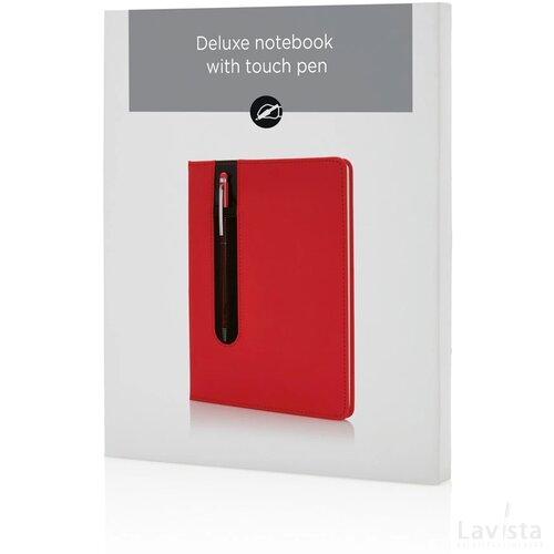 Standaard hardcover PU A5 notitieboek met stylus pen rood