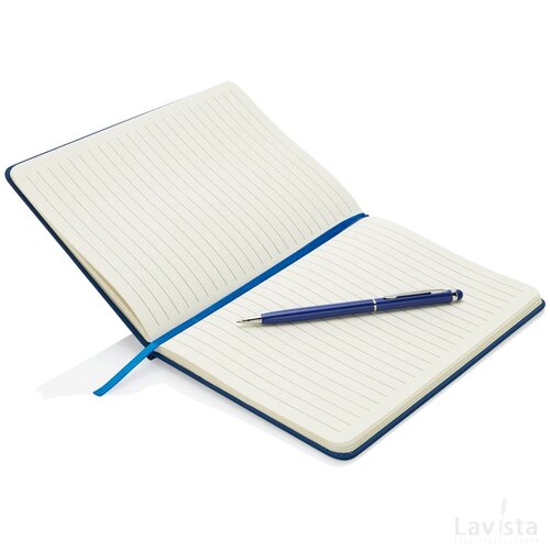 Standaard hardcover PU A5 notitieboek met stylus pen donkerblauw