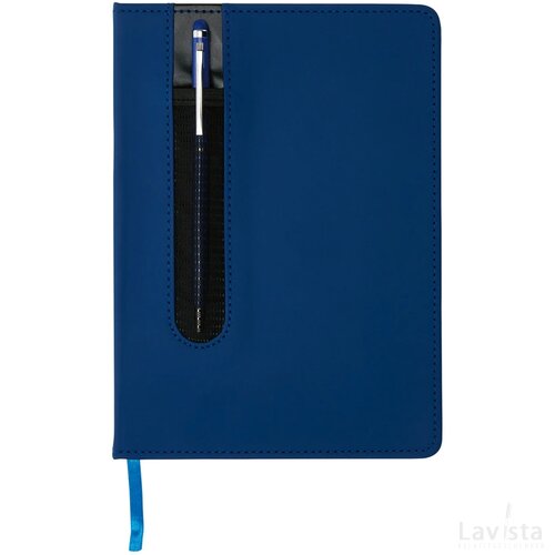 Standaard hardcover PU A5 notitieboek met stylus pen donkerblauw