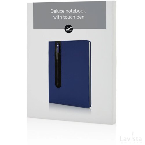 Standaard hardcover PU A5 notitieboek met stylus pen donkerblauw