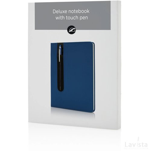 Standaard hardcover PU A5 notitieboek met stylus pen donkerblauw