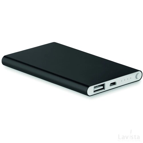 Alu powerbank 4000mah Powerflat zwart