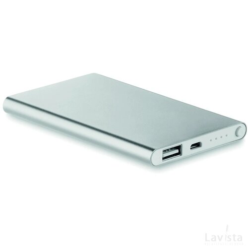 Alu powerbank 4000mah Powerflat mat zilver
