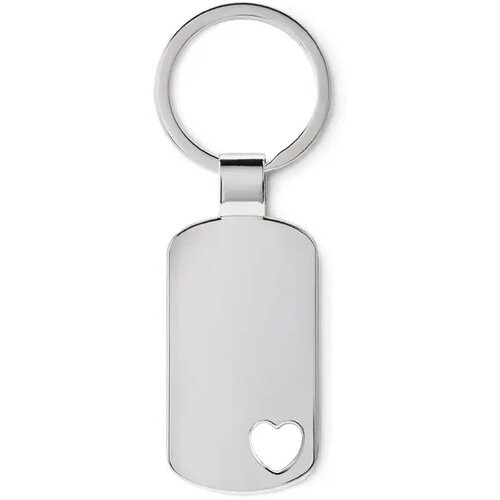 Metalen sleutelhanger, hartje Corazon mat zilver
