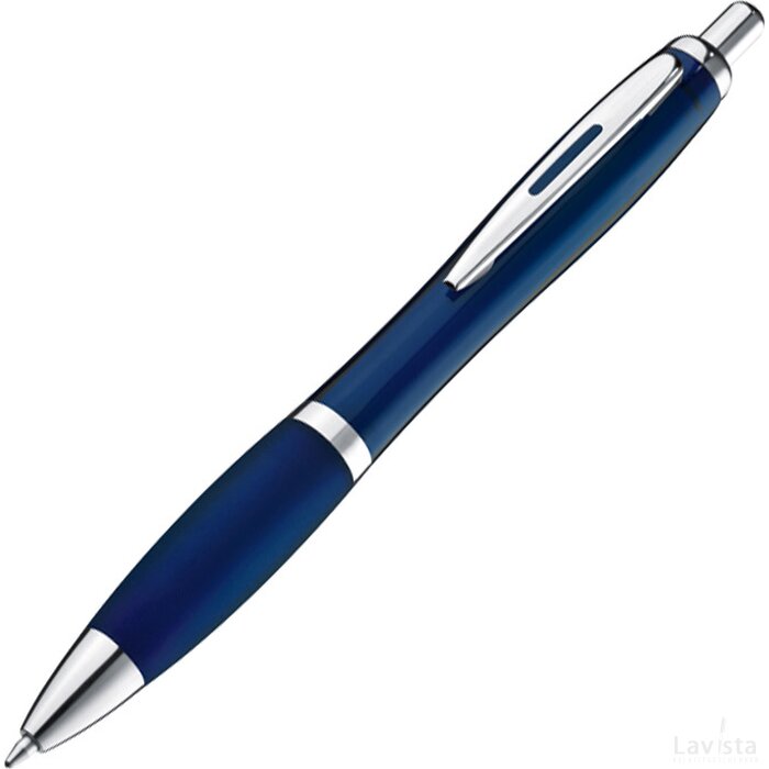 Pen met zilveren metalen clip Apolda donkerblauw darkblue donkerblauw