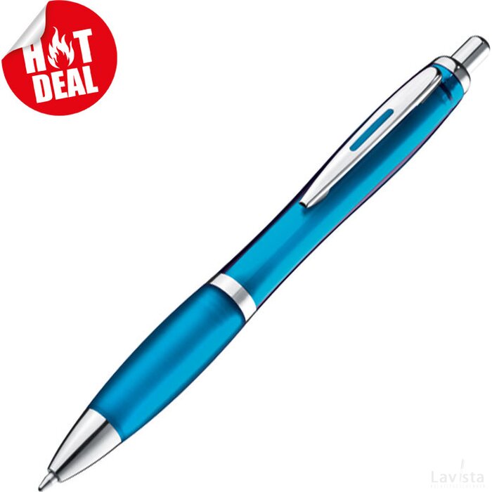 Pen met zilveren metalen clip Apolda lichtblauw