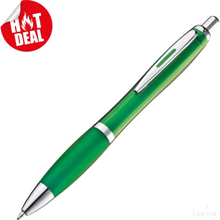 Pen met zilveren metalen clip Apolda groen