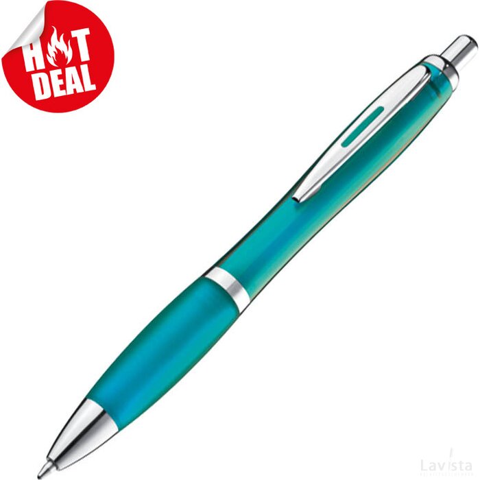 Pen met zilveren metalen clip Apolda turquoise