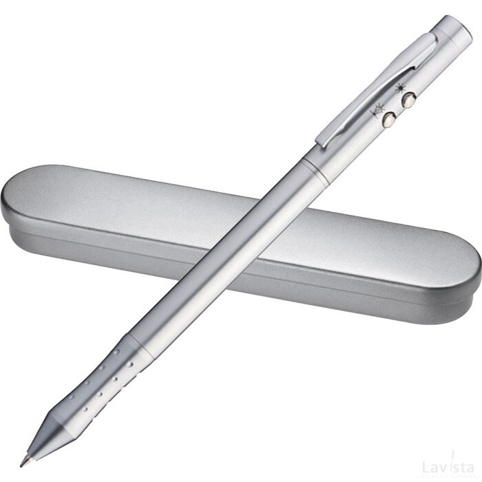 Laserpointer + LED met pen + touchscreenpen Bergkamen grijs silvergrey zilvergrijs