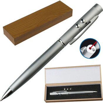 Laserpointer + LED met pen Dassow grijs silvergrey zilvergrijs