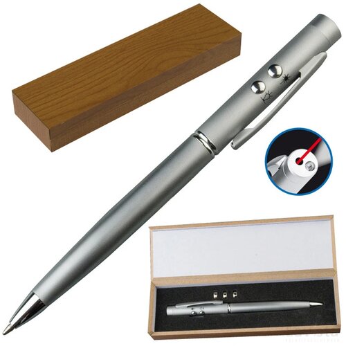 Laserpointer + LED met pen Dassow grijs silvergrey zilvergrijs