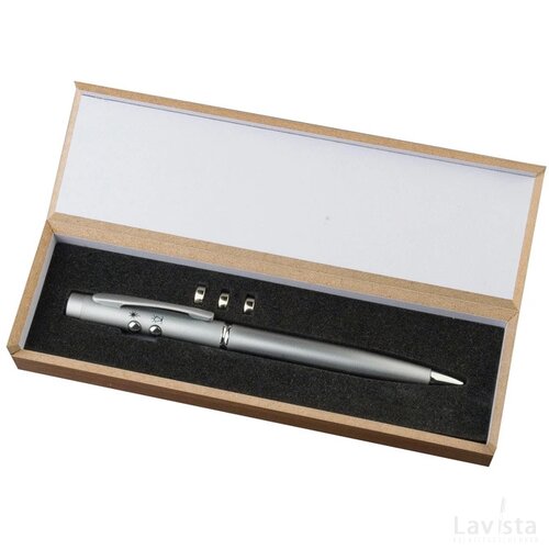 Laserpointer + LED met pen Dassow grijs silvergrey zilvergrijs