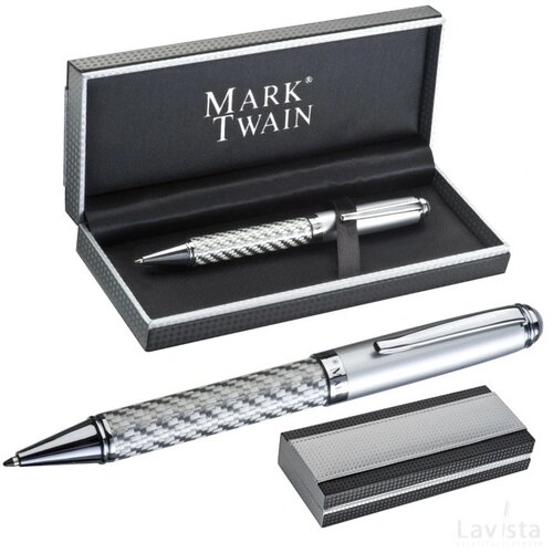 Mark Twain pen in Carbon design Ebern grijs silvergrey zilvergrijs