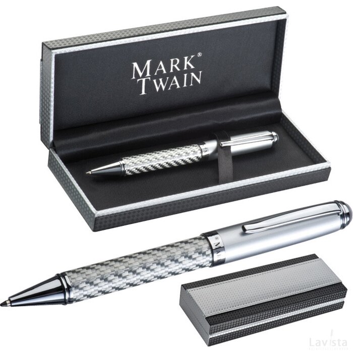 Mark Twain pen in Carbon design Ebern grijs silvergrey zilvergrijs