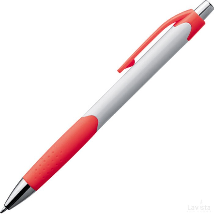 Pen met drukmechanisme en een rubberen grip Egeln rood