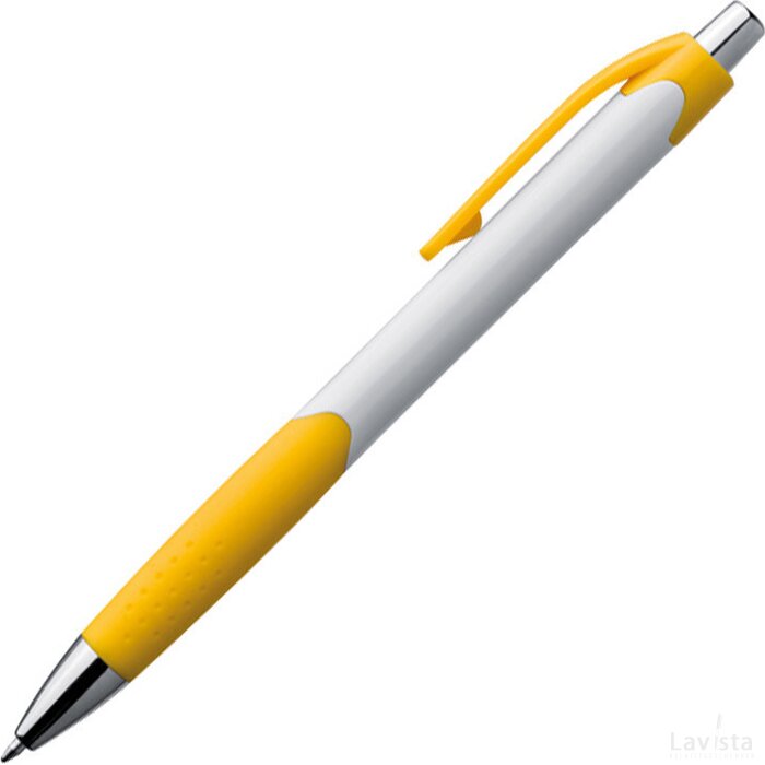 Pen met drukmechanisme en een rubberen grip Egeln geel