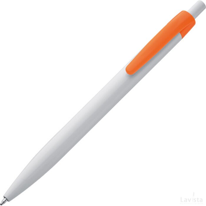 Kunststof pen met gekleurde clip Erbach oranje