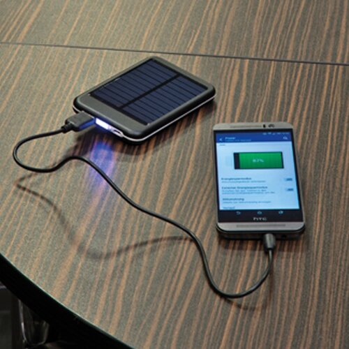 Solar metalen powerbank Kelbra zwart