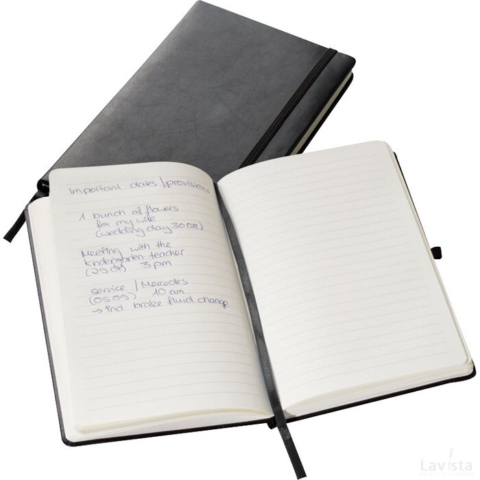 Gelinieerd notitieboekje met een elastische band Konz zwart