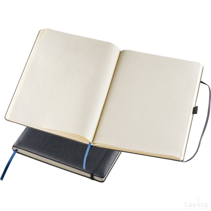 A4 notitieboek met gelinieerd papier en elastiek Lassan zwart
