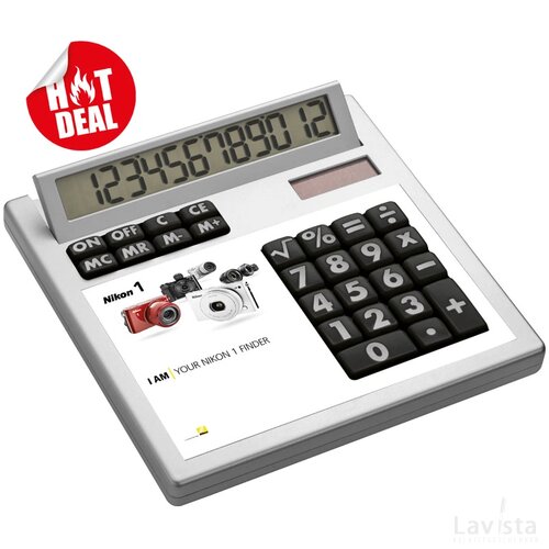 Calculator met bedrukt inlegplaatje Wit