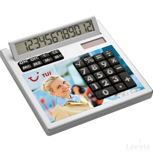 Calculator met bedrukt inlegplaatje Wit