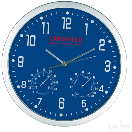 Wandklok met thermometer en hygrometer Meyenburg blauw
