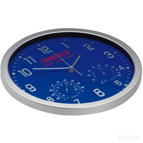 Wandklok met thermometer en hygrometer Meyenburg blauw