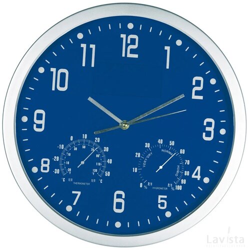 Wandklok met thermometer en hygrometer Meyenburg blauw