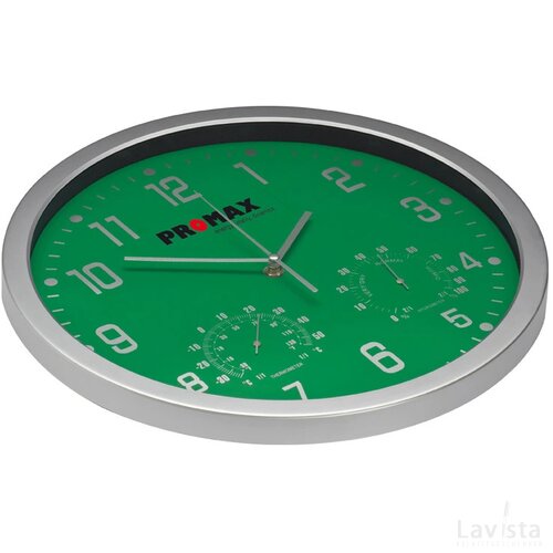 Wandklok met thermometer en hygrometer Meyenburg groen
