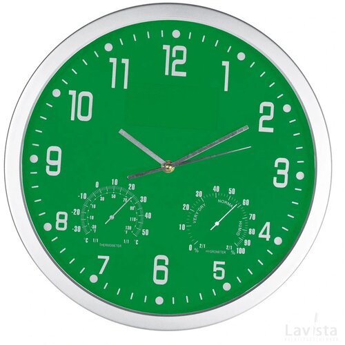 Wandklok met thermometer en hygrometer Meyenburg groen