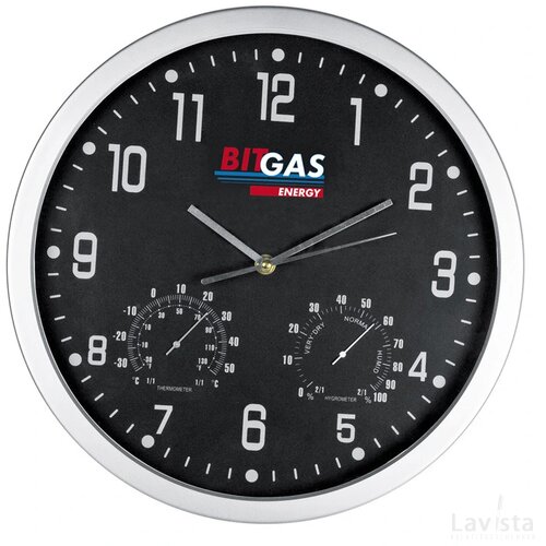 Wandklok met thermometer en hygrometer Meyenburg zwart