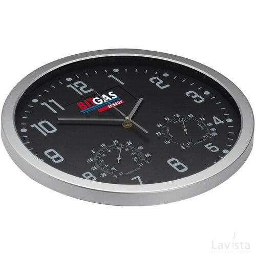 Wandklok met thermometer en hygrometer Meyenburg zwart
