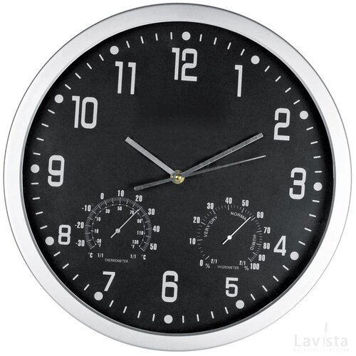 Wandklok met thermometer en hygrometer Meyenburg zwart