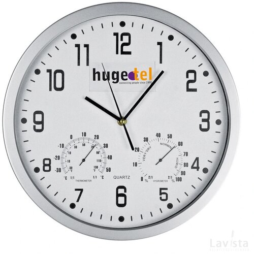 Wandklok met thermometer en hygrometer Meyenburg wit