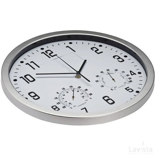 Wandklok met thermometer en hygrometer Meyenburg wit