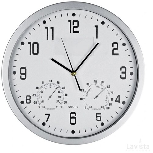 Wandklok met thermometer en hygrometer Meyenburg wit