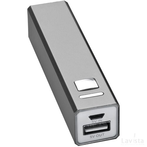 Powerbank, metaal Mirow grijs silvergrey zilvergrijs